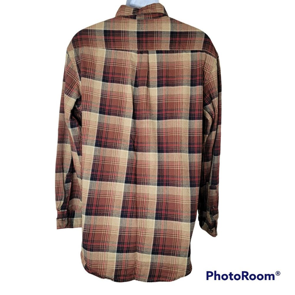 G.H. Bass & Co. Men's Brown & Tan Flannel Plaid Button Down Size Large EUC - Picture 2 of 4